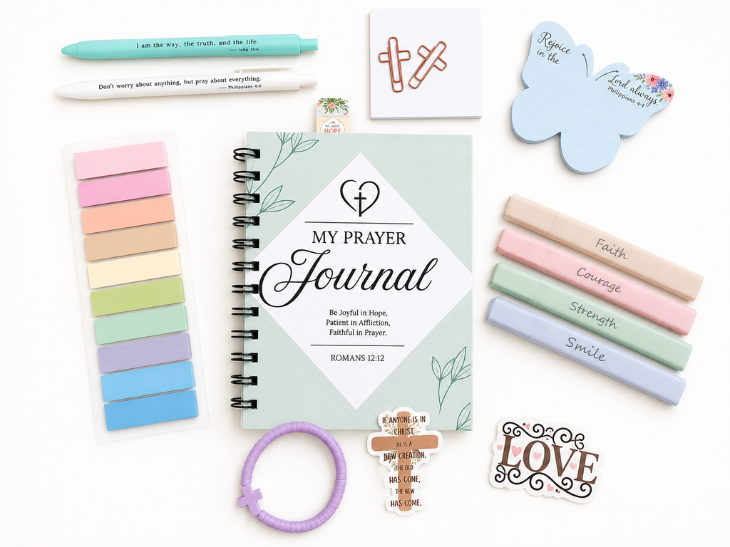 Handmade Christian Prayer Journal Kit | Bible Study Gift Set